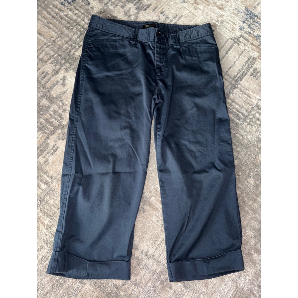 Eddie Bauer Vashon Fit Navy Blue Cropped Chino Pants Womens 10 Cuffed Capris